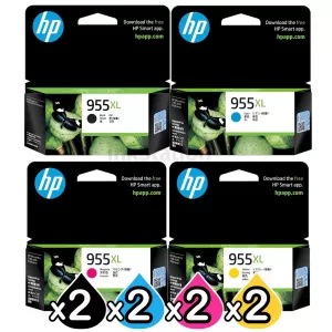 2 sets of 4 Pack HP 955XL Genuine High Yield Inkjet Combo L0S63AA - L0S72AA [2BK,2C,2M,2Y]
