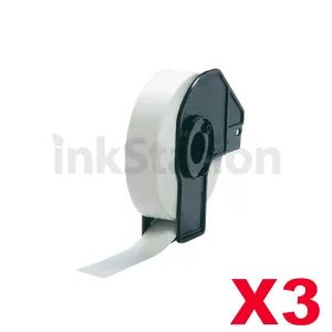 3 x Compatible Brother DK-11203 Black Text on White Die-Cut Paper Label Roll 17mm x 87mm - 300 labels per roll