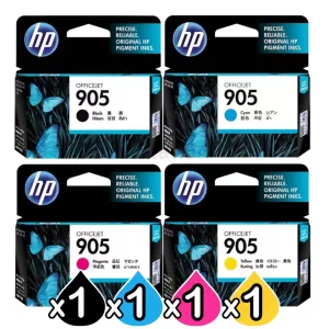 4 Pack HP 905 Genuine Standard Inkjet Combo T6M01AA, T6L89AA - T6L97AA [1BK,1C,1M,1Y]
