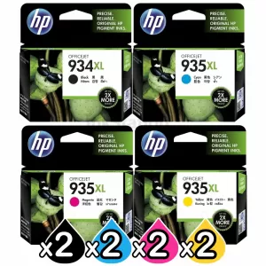 2 sets of 4 Pack HP 934XL + 935XL Genuine High Yield Inkjet Cartridges C2P23AA - C2P26AA [2BK,2C,2M,2Y]