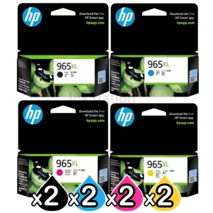 8 Pack HP 965XL Genuine High Yield Inkjet Cartridge Combo 3JA81AA - 3JA84AA [2BK,2C,2M,2Y]