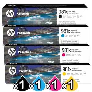4 Pack HP 981X Genuine High Yield Inkjet Combo L0R12A - L0R09A [1BK,1C,1M,1Y]