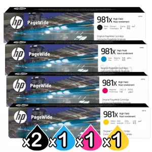 5 Pack HP 981X Genuine High Yield Inkjet Combo L0R12A - L0R09A [2BK,1C,1M,1Y]