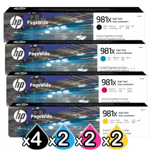 10 Pack HP 981X Genuine High Yield Inkjet Combo L0R12A - L0R09A [4BK,2C,2M,2Y]