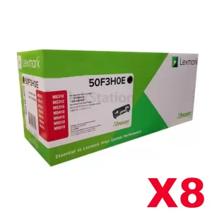 8 x Lexmark 503H (50F3H0E) Genuine MS310 / MS312 / MS410 / MS415/ MS510 / MS610 High Yield Toner Cartridge - 5,000 pages