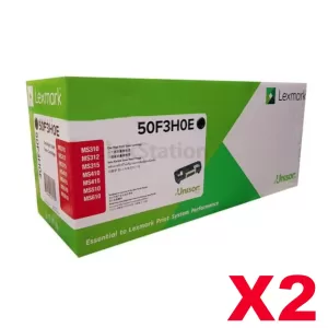 2 x Lexmark 503H (50F3H0E) Genuine MS310 / MS312 / MS410 / MS415/ MS510 / MS610 High Yield Toner Cartridge - 5,000 pages