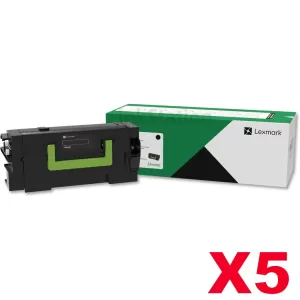 5 x Lexmark 58D6000 Genuine MS823 / MS826 / MX721 / MX722 / MX826 Black Return Programme Toner Cartridge - 7,500 pages
