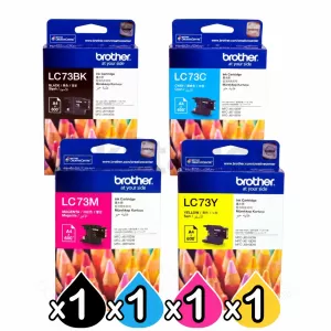 4 Pack Genuine Brother LC-73 Ink Combo [BK+C+M+Y]
