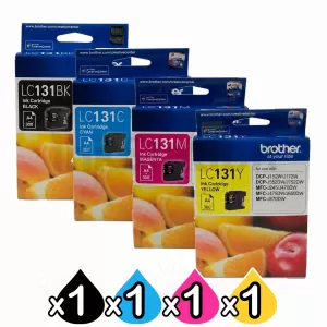 4-Pack Genuine Brother LC-131 Ink Cartridge Combo [1BK+1C+1M+1Y]