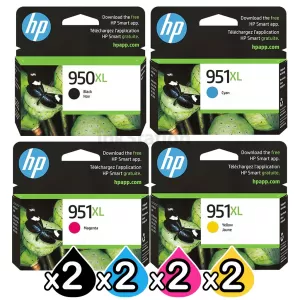 2 sets of 4 Pack HP 950XL + 951XL Genuine Inkjet Cartridges CN045AA - CN048AA [2BK,2C,2M,2Y]