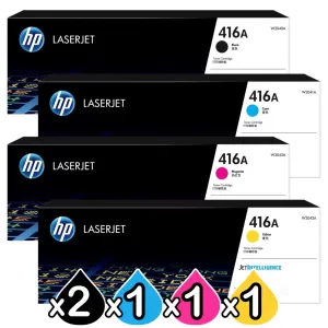5 Pack HP 416A W2040A-W2043A Genuine Toner Cartridges [2BK,1C,1M,1Y]