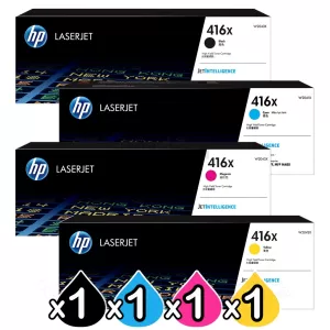 4 Pack HP 416X W2040X-W2043X Genuine High Yield Toner Cartridges [1BK,1C,1M,1Y]