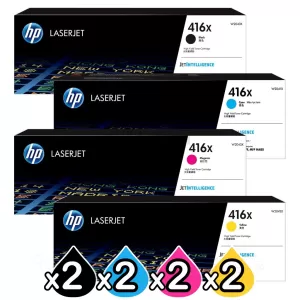 2 Sets of 4 Pack HP 416X W2040X-W2043X Genuine High Yield Toner Cartridges [2BK,2C,2M,2Y]