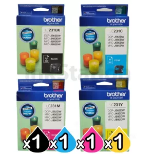 4-Pack Genuine Brother LC-231 Ink Combo [1BK,1C,1M,1Y]