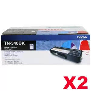 2 x Genuine Brother TN-340BK Black Toner Cartridge - 2,500 pages