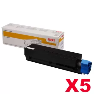 5 x OKI Genuine B432 B512 MB472 MB492 MB562 B412 Black High Yield Toner Cartridge - 7,000 pages (45807107)