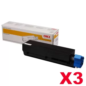 3 x OKI Genuine B432 B512 MB472 MB492 MB562 B412 Black High Yield Toner Cartridge - 7,000 pages (45807107)