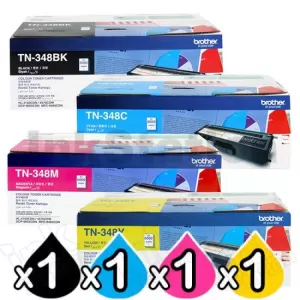4-Pack Genuine Brother TN-348 Toner Combo [1BK,1C,1M,1Y]