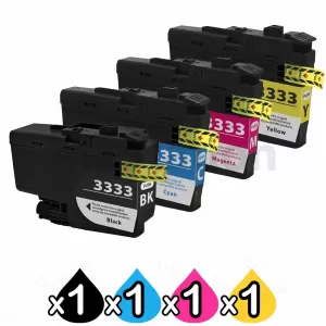 4 Pack Compatible Brother LC-3333 High Yield Ink Cartridge Combo [1BK, 1C, 1M, 1Y]