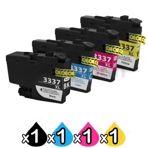 4 Pack Compatible Brother LC-3337 High Yield Ink Cartridge Combo [1BK, 1C, 1M, 1Y]