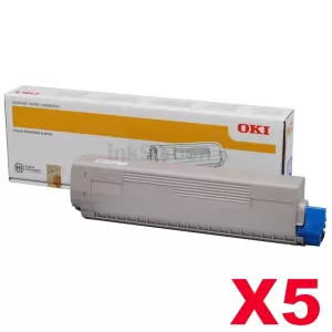 5 x OKI C834 Genuine Black Toner Cartridge 46861312 - 10,000 pages