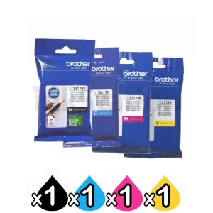 4 Pack Genuine Brother LC-3317 Ink Combo [1BK,1C,1M,1Y]