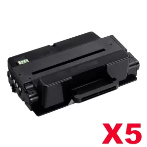 5 x Compatible Samsung ML-3310/ ML-3710/ SCX-4833/ SCX-5637/ SCX5737 (MLT-D205L 205) Black High Yield Toner SU965A - 5,000 pages