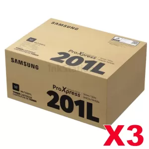 3 x Genuine Samsung MLT-D201L Black Toner Cartridge SU871A - 20,000 pages