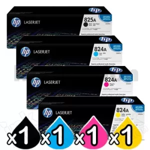 4 Pack HP CB390A, CB381A-CB383A (824A-825A) Genuine Toner Cartridges [1BK,1C,1M,1Y]