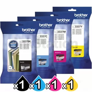 4 Pack Genuine Brother LC-3337 High Yield Ink Cartridge Combo [1BK, 1C, 1M, 1Y]