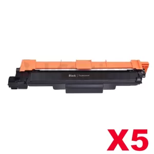 5 x Compatible Brother TN-253BK Black Toner Cartridge - 2,500 pages