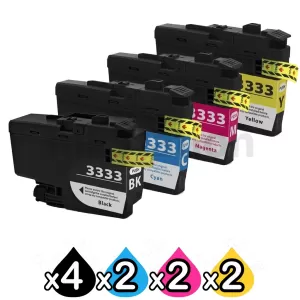 10 Pack Compatible Brother LC-3333 High Yield Ink Cartridge Combo [4BK, 2C, 2M, 2Y]