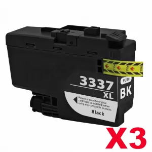 3 x Compatible Brother LC-3337BK High Yield Black Ink Cartridge - 3,000 pages
