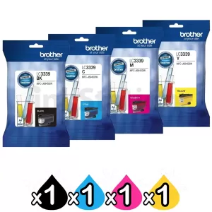 4 Pack Genuine Brother LC-3339XL High Yield Ink Cartridge Combo [1BK, 1C, 1M, 1Y]