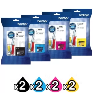 8 Pack Genuine Brother LC-3339XL High Yield Ink Cartridge Combo [2BK, 2C, 2M, 2Y]