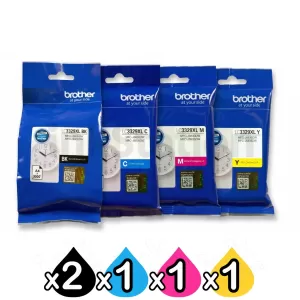 5 Pack Genuine Brother LC-3329XL High Yield Ink Cartridges Combo [2BK, 1C, 1M, 1Y]