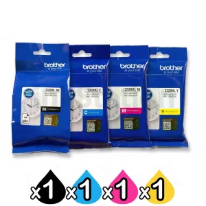 4 Pack Genuine Brother LC-3329XL High Yield Ink Cartridges Combo [1BK, 1C, 1M, 1Y]