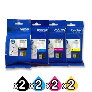 8 Pack Genuine Brother LC-3329XL High Yield Ink Cartridges Combo [2BK, 2C, 2M, 2Y]