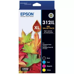 Epson 312XL (C13T183A92) Genuine High Yield Inkjet Cartridge CMYK Value Pack [1BK,1C,1M,1Y]