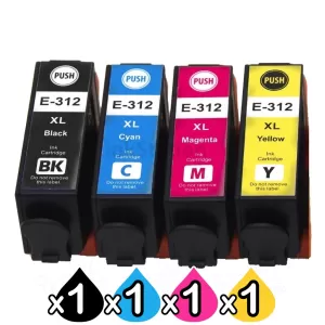 4 Pack Compatible for Epson 312XL High Yield Inkjet Cartridge Combo [1BK,1C,1M,1Y]