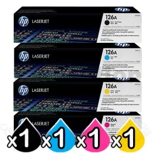 4 Pack HP CE310A-CE313A (126A) Genuine Toner Cartridges [1BK,1C,1M,1Y]