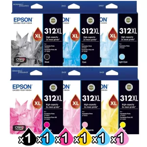 6 Pack Epson 312XL Genuine High Yield Inkjet Cartridge Combo [1BK,1C,1M,1Y,1LC,1LM]