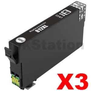 3 x Compatible for Epson 812XL (C13T05E192) Black High Yield Ink Cartridge