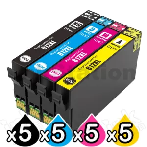 20 Pack Compatible for Epson 812XL (C13T05E192-C13T05E492) High Yield Ink Cartridge Combo [5BK,5C,5M,5Y]