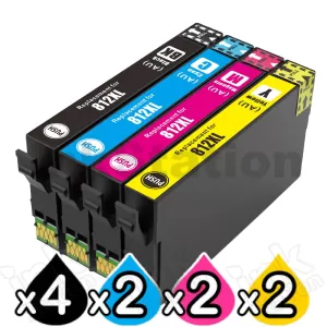 10 Pack Compatible for Epson 812XL (C13T05E192-C13T05E492) High Yield Ink Cartridge Combo [4BK,2C,2M,2Y]