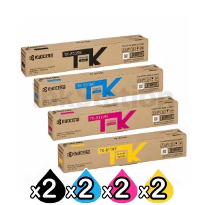 2 Sets of 4 Pack Genuine Kyocera TK-8119 Toner ECOSYS M8130CIDN, M8124CIDN [2BK,2C,2M,2Y]