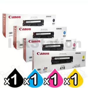 4 Pack Genuine Canon CART-418 Toner Cartridges [1BK,1C,1M,1Y]