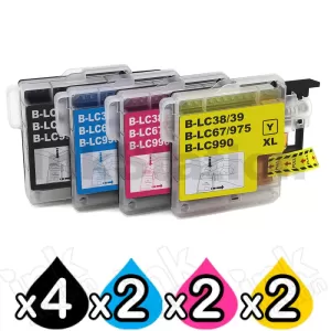 10 Pack Compatible Brother LC-39 Ink Combo [4BK,2C,2M,2Y]
