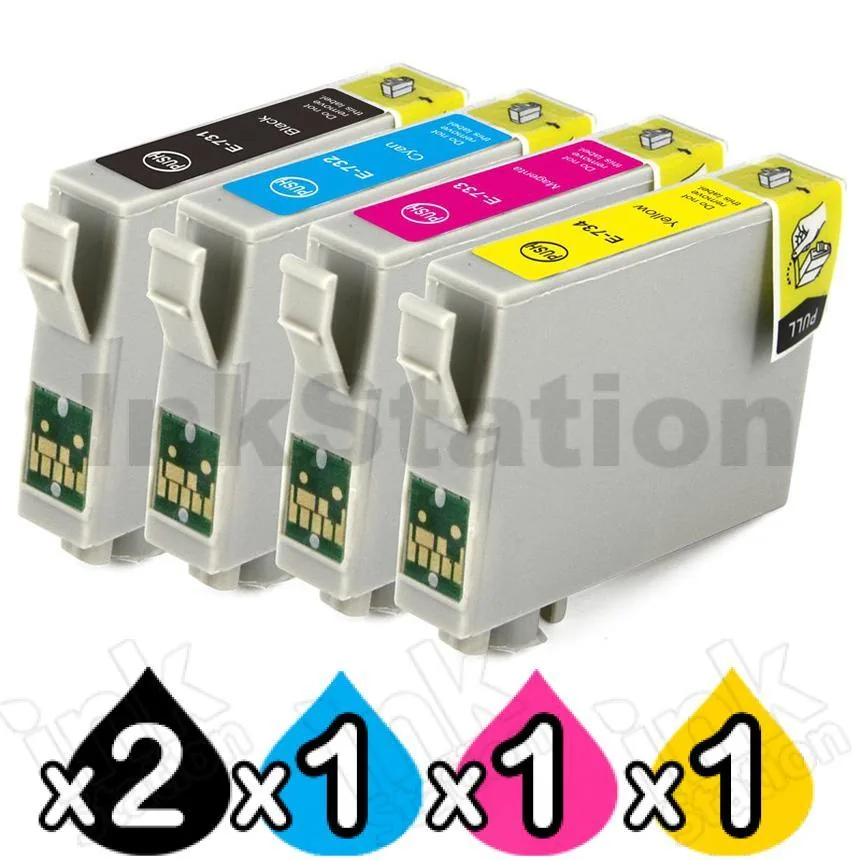 Epson 5 Pack Compatible for 73N Series Ink Combo [T0731- T0734] [2BK,1C ...