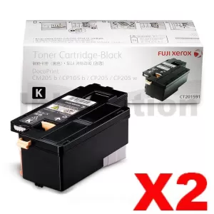 2 x Genuine Fuji Xerox DocuPrint CP105 CP205 CM205 CM215 CP215 Black Toner Cartridge(CT201591) - 2,000 pages